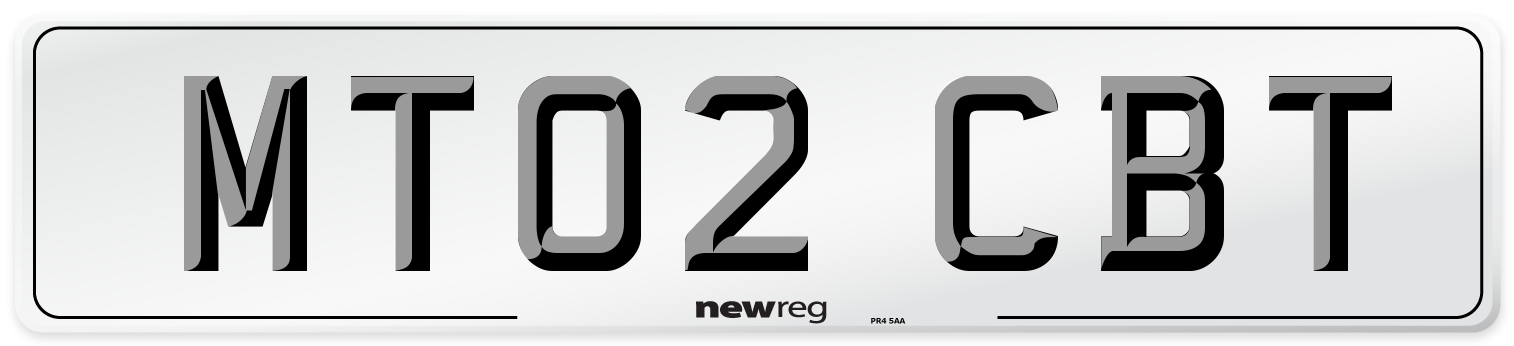 MT02 CBT Number Plate from New Reg